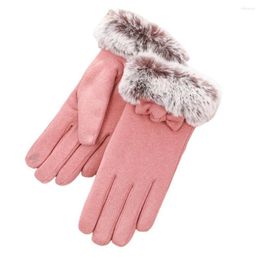 Cycling Gloves Women 1 Pair Trendy Solid Colour Anti-slip Winter Keep Warm Touch Screen Daily Wear
