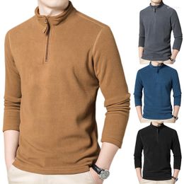 Gym Clothing Autumn Outdoor Men's Tactical Fleece Hiking Sweaters 1/3 Zipper Stand Neck Warm Pullover Quality Male Slim Knitted Wool