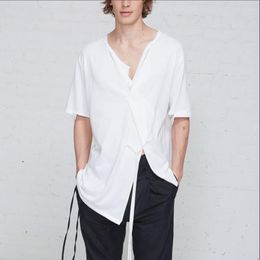 Men's T Shirts S-6XL 2023 Clothing Hair Stylist Original Designer Fashion Tie V Collar Deconstruction - Shirt Plus Size Costumes