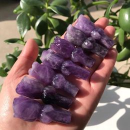 Decorative Figurines Natural Amethyst Hand Carving Crystal Wand Handicraft Ornaments Rose Valentine's Day Gift Energy Gem Room