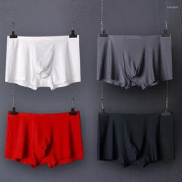 Underpants Soft Ice Silk Panties Breathable Men's Underwear Plus Size Boxer Shorts Seamless Mid Waist BoxerShorts Male Intimates