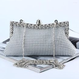 Evening Bags Aluminium Bead Women Party Dress Clutch Rhinestone Purses Casual Crossbody Shoulder Bag Chain Banquet Handbags