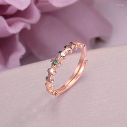 Cluster Rings For Women Pure 925 Silver Emerald Fine Jewelry Natural Green Round Gemstone Simple Classic Ring Rose Gold Plated CCRI058