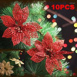 Christmas Decorations 1PCS/LOT Tree Glitter Hollow Artificial Flower For Home Weeding Year Ornament