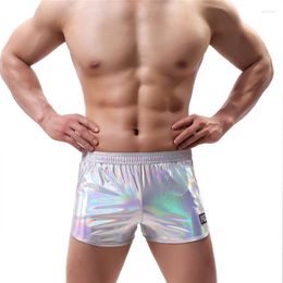 Underpants Mens Underwear Boxers Gay Male Shinny Hombre PU Leather Boxer Shorts Boxershorts Cueca Masculina Trunks Homme Panties