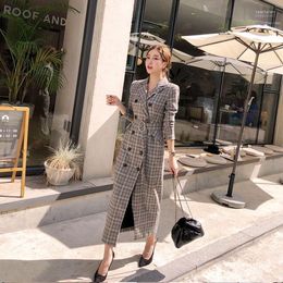 Women's Wool Autumn Long Sleeve Double Breasted Trench Coat Female Plaid Women Windbreaker Manteau Femme Hiver Overcoat1 Heat22