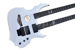 Lvybest 6 Strings White Double Neck Electric Guitar Chrome Hardware Rosewood Fingerboard Provide Customized Service