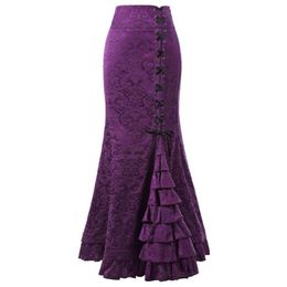 Skirts 2023 Halloween Skirt Jacquard Fishtail Ruffles Large Hem Women Punk Style Vintage Bodycon