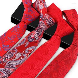 Bow Ties High Quality 2023 Designers Brands Fashion Business Casual 7cm Slim For Men Necktie Red Paisley Wedding With Gift Box