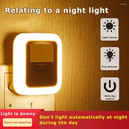 Night Lights EU Plug In Light Dimmable Motion Sensor Wireless LED Lamp For Baby Kids Bedside Bedroom Corridor Lighting