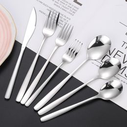 Dinnerware Sets Western Tableware 304 Stainless Steel Spoon Korean Coffee Stirring Dessert Long Handle Knife And Fork