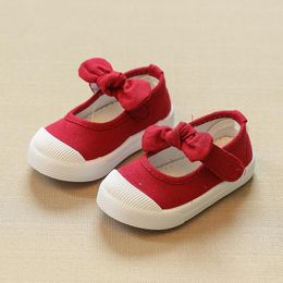 Athletic Shoes Children Canvas Casual Kids Lovely Bow Flat Heels Girls Spring 2023 Princess Solid Colour Sneakers For Toddler Girl