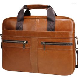 Briefcases Bag Mens Genuine Leather Briefcase Male Man Laptop Natural For Men Messenger Bags Shoulder Crossbody