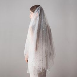 Bridal Veils 100 Cm Shinny Long Brides Veil For Women Tulle Wedding Dress Accessory High Quality
