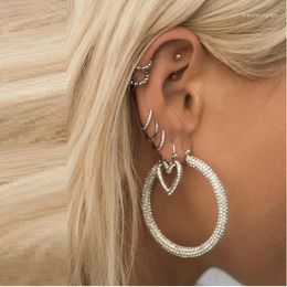 Hoop Earrings 2023 Valentine's Day Gift Fashion Jewelry Full Micro Paved CZ 5A Cubic Zirconia Hollow Heart Earring
