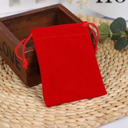 Gift Wrap 10pcs/lot Valentine's Day Red Bags Suede Cloth Drawstring Design Candy Jewelry Packaging Bag Wedding