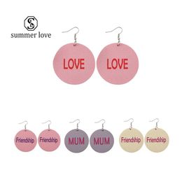 Dangle Chandelier Arrival Statement Love/Friendship/Mum Letter Leather Earrings For Women Colorf Large Hoop Fashion Jewellery Giftz Dhyc3