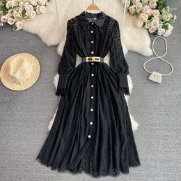 2023 New Fashion Casual Dresses Pink Black Summer Women Holiday Beach Zip Dress New Style V Collar with High Waist Embroidery Lotus Leaf Dresses Students