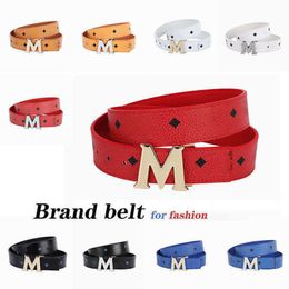 Famous brand fashion letter M buckle men women waist belt designer classic luxury top quality girdle wholesale black white red blue yellow belt for party wedding