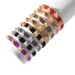 Strand YUOKIAA Fashion Mostacilla Miyuki Bracelet For Women Rhinestone Rivets Handmade Woven Adjustable Rope Summer Jewellery Pulseras