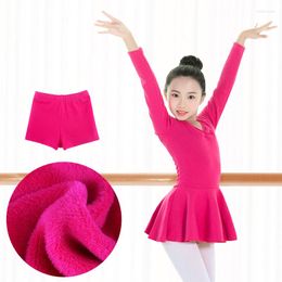 Stage Wear 2023 Winter Children Ballet Dance Gymnastics Dress Shorts Suit Kids Cotton Long Sleeve Thick For Girls Dancewear