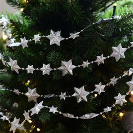 Christmas Decorations Gold Stars Bells Five-pointed Star Line Bead String Accessories Stage Flowers Arrangement