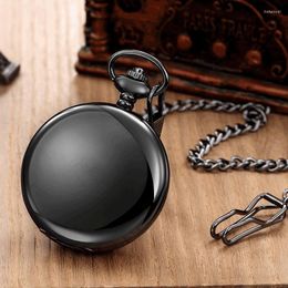 Pocket Watches Classic Double Glossy Watch Simple Gold Smooth Quartz Jewellery Alloy Chain Pendant Necklace Man Women Ladies