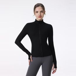 Active Shirts Seamless Autumn Winter Stand Up Collar Sports Jacket Women Yoga Clothes Top Running Fitness Gym Tight FiLong Sleeves