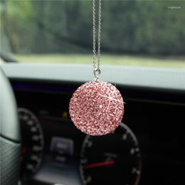 Interior Decorations Car Rearview Mirror Pendant Charm Bling Crystal Ball Ornament Hanging Accessories