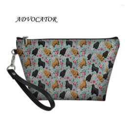 Cosmetic Bags Women Bag With Lovely Dog And Floral Pattern Make Up Cases Ladies Travel Handbag Zipper Pouch Bolsa Maquillaje