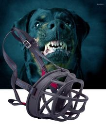 Dog Collars Adjustable Muzzle Soft Silicone Breathable Mesh Strong Basket Small & Large Mouth Pet Training Accessories