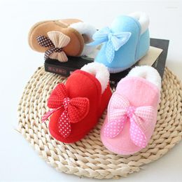 First Walkers Born Toddler Baby Girls Boys Walker Soft Sole Anti-Slip Crib Shoes Winter Warm Cozy Bowknot Indoor