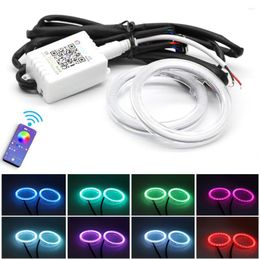 Lighting System 1 Set RGB Angel Eyes COB Halo Rings 60MM 70MM 80MM 90MM 95MM 100MM 110MM 120MM Car Motorcycle Ring With Cover APP Control