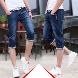 Herrenhose 2023 Sommerjeans Slim Denim Shorts Stretch 7-Punkt-Trend dünn lässig