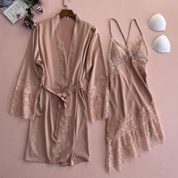 Women's Sleepwear Strap Top Nightgown Women Robe Set Sexy Backless Slim Print Nightdress Sleepshirts Bathrobe Gown Summer Lingerie Home