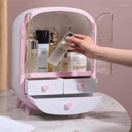 Storage Boxes Double-Door Desktop Makeup Box Dust-Proof Household Organizer Skin Care Product Rack Jewelry