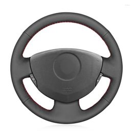 Steering Wheel Covers Hand-stitched Black Artificial Leather Car Cover For Clio 2 2001-2008 Twingo 2007-2014 Dacia Sandero