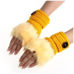 Sports Gloves Women Girl Warm Winter Faux Plush Wrist Fingerless Mittens Fur Soft Mitten