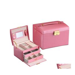 Jewellery Boxes Fashion Organiser Portable Necklace Earrings Rings Box Packaging Pu Leather Storage Mtifunctional Drop Delivery Display Ot0Uq