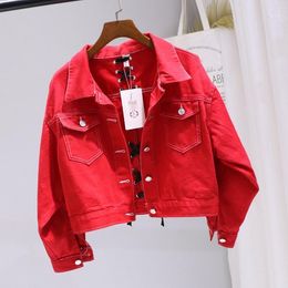 Women's Jackets Korean Casual Denim Jacket Short Red Fashion Jeans Women Spring Purple 2023 Jaqueta Feminina Pph290