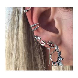 Stud Bohemian Fashion Jewellery Vintage Earrings Set Star Elephant Ear Cuff Dangle 7Pcs/Set Drop Delivery Dhsqm