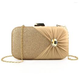 Evening Bags Women Clutch Bag Diamond Female Crystal Day Wedding Purse Party Banquet Black/Gold Silver Two Chain