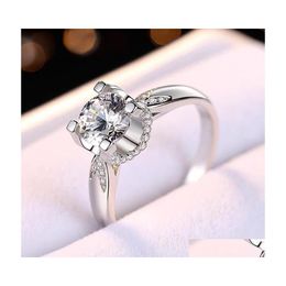 Cluster Rings Sier Ring Moissanite Stone 1Ct 2Ct 3Ct Excellent Cut Wedding Anniversary Giftcluster Drop Delivery Jewelry Dhjiw