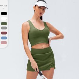 Active Sets Yoga Vest Tennis Skirt Suit High-elastic Sports Quick-drying Fitness Culottes Two-piece Set