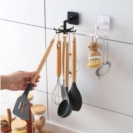 Hooks & Rails 6 Claw Rotated Suction Hook Self Adhesive Wall Mounted Key Towel Multipurpose Hanger Cupboard Kitchen Bathroom Storage Organiz