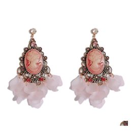 Dangle Chandelier Vintage Lady Cameo Earrings For Women Fashion Stainles Steel Hook Earring Drop Delivery Jewelry Dhhtj