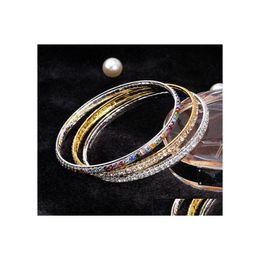 Bangle Fashion Single Row Crystal Bracelet For Women Thin Girls Party Wedding Jewelry Lover Gift Drop Delivery Bracelets Dh17U