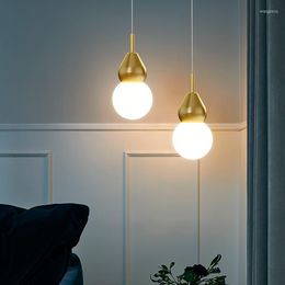 Pendant Lamps Led Lights For Living Room Decoration Bar E27 Wooden Copper Restaurant Cafe Nordic Clothing Store Indoor Hanging Lamp