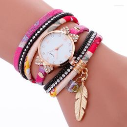 Wristwatches Wholesale Fashion Women Dress Quartz Bracelet Watch Luxury Leaf Crystal Rop Wrap Casual WristwatchesWristwatches Will22