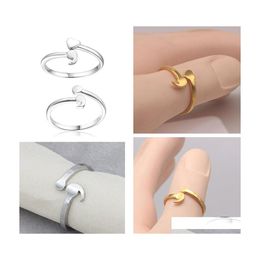 Band Rings Unique Design Heart Semicolon Stainless Steel Ring For Men Women Couple Opening Adjustable Fashion Jewelry Gifts Drop Deli Dhbwp